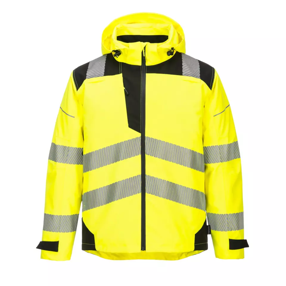 Portwest PW360YBR, PW3 Hi-Vis Extreme Rain Jacket, Yellow/Black, image 4, gallery thumbnail