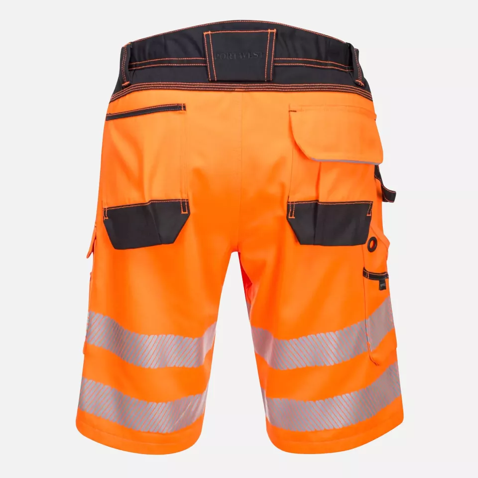 Portwest PW348OBR, PW3 Hi-Vis Shorts, Orange/Black, image 2, gallery thumbnail