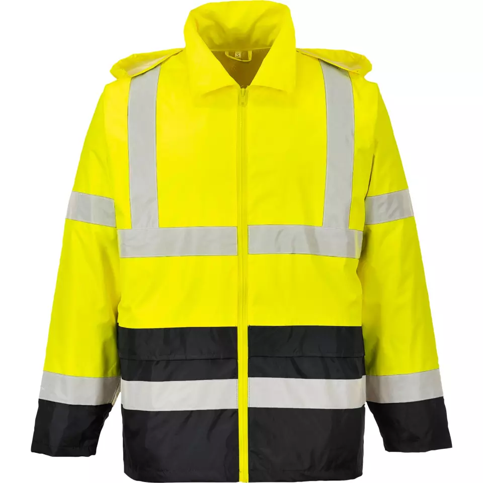 Portwest H443YBR, Hi-Vis Contrast Classic Rain Jacket, Yellow/Black, image 5, gallery thumbnail