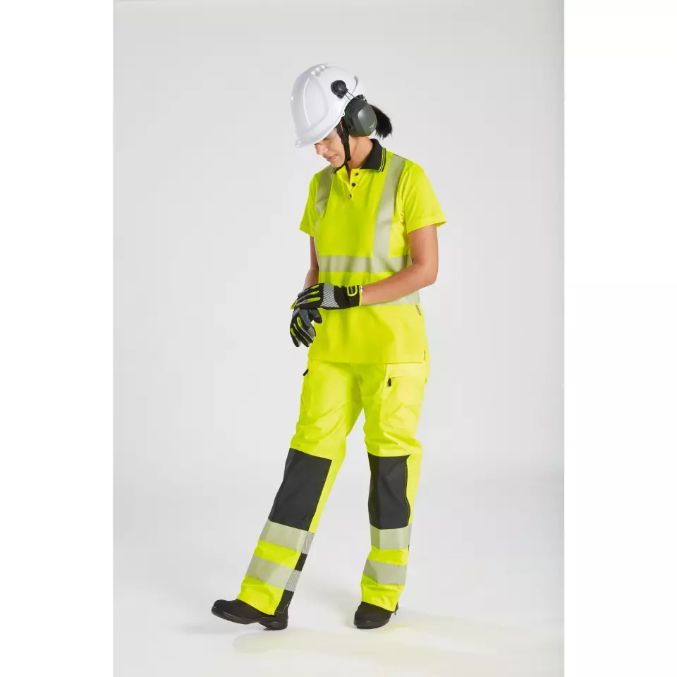 Portwest LW72YBR, Hi-Vis Women's Cotton Comfort Pro Polo Shirt S/S, Yellow/Black, image 5, gallery thumbnail