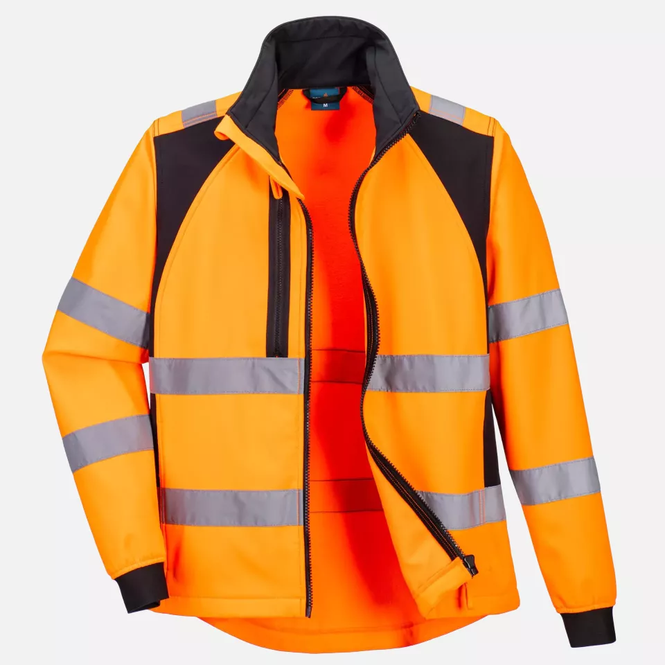 Portwest CD875OBR, WX2 Eco Hi-Vis Softshell (2L), Orange/Black, image 3, gallery thumbnail