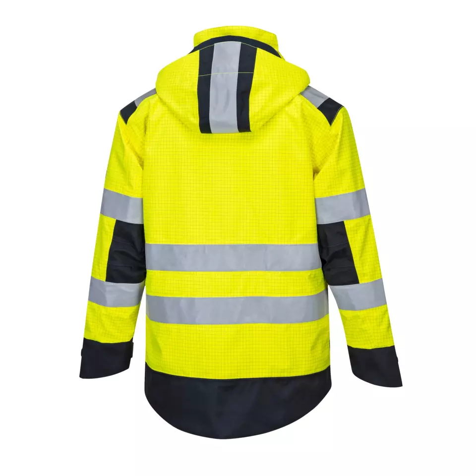 Portwest MV70YNR, Modaflame Rain Multi Norm Arc Jacket, Yellow/Navy, image 2, gallery thumbnail