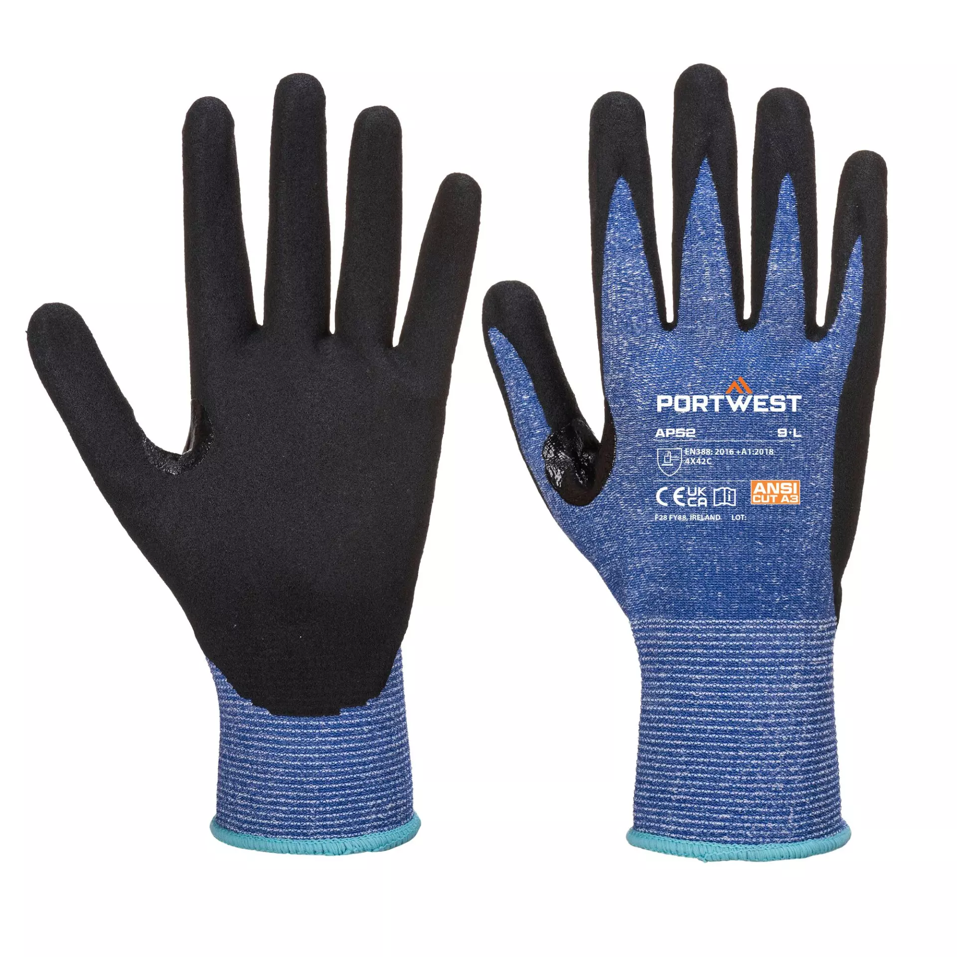 Portwest AP52B8R, Dexti Cut Ultra Glove, Blue/Black, image 3
