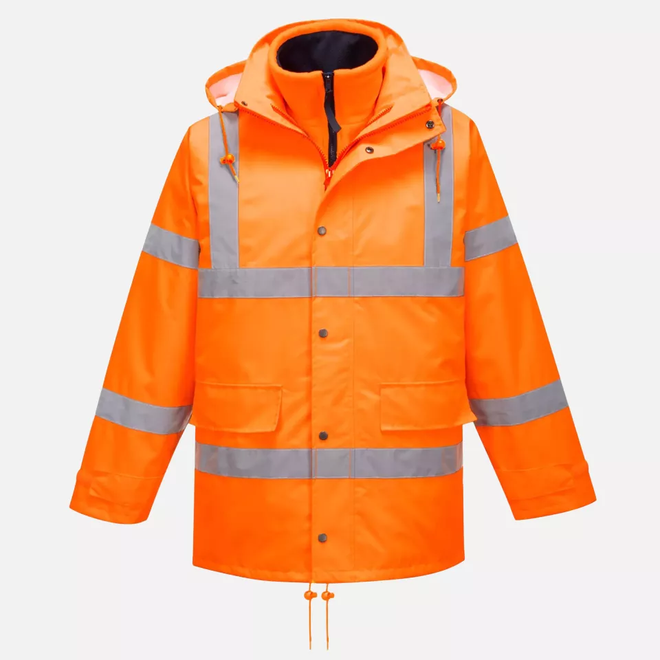 Portwest RT63ORR, Hi-Vis Breathable Interactive Rain Traffic Jacket, Orange, image 4, gallery thumbnail