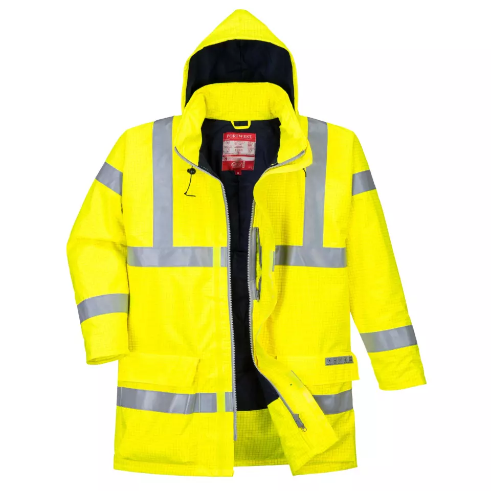 Portwest S778YER, Bizflame Rain Hi-Vis Antistatic FR Jacket, Yellow, image 1, gallery thumbnail