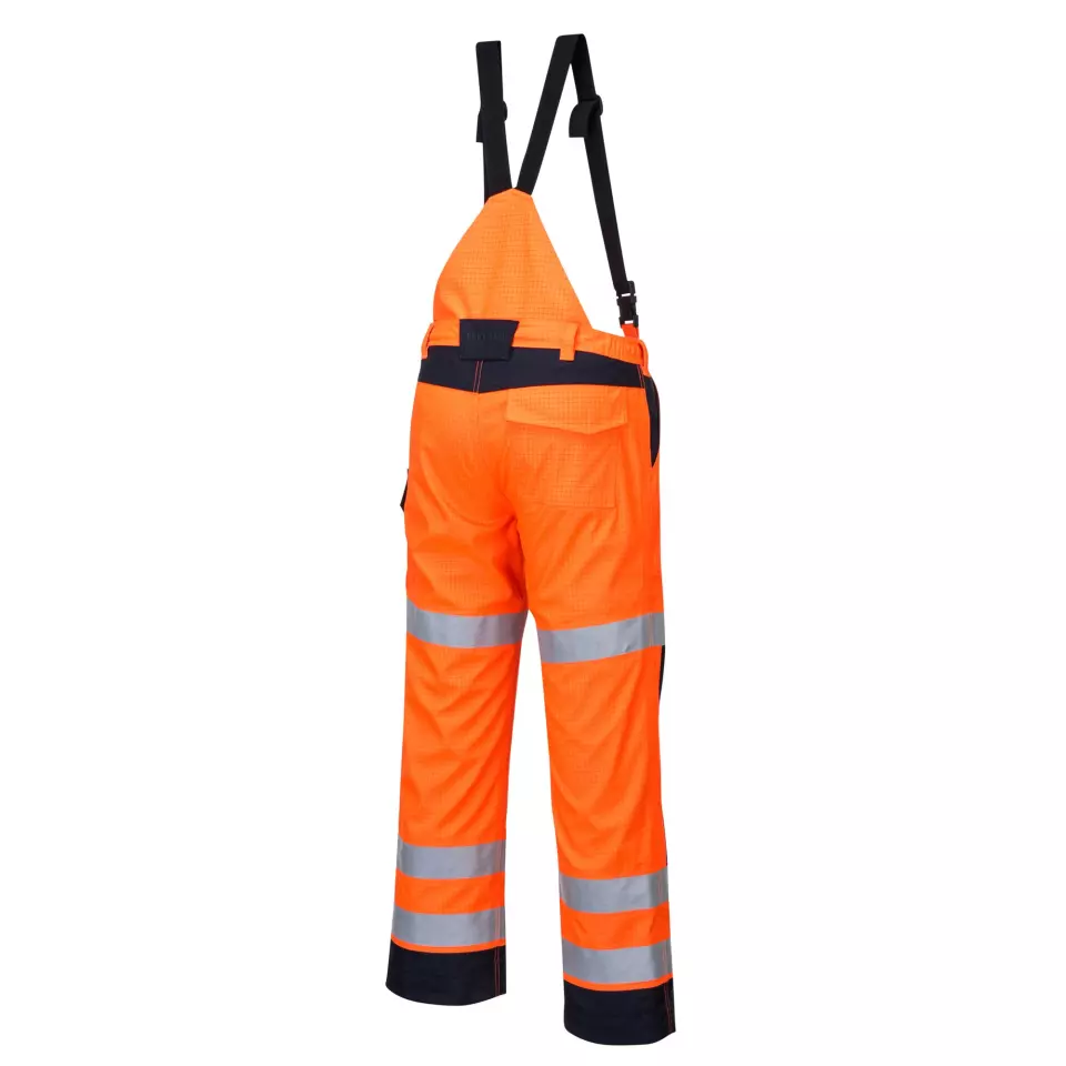 Portwest MV71ONR, Modaflame Rain Multi Norm Arc Trousers, Orange/Navy, image 3, gallery thumbnail
