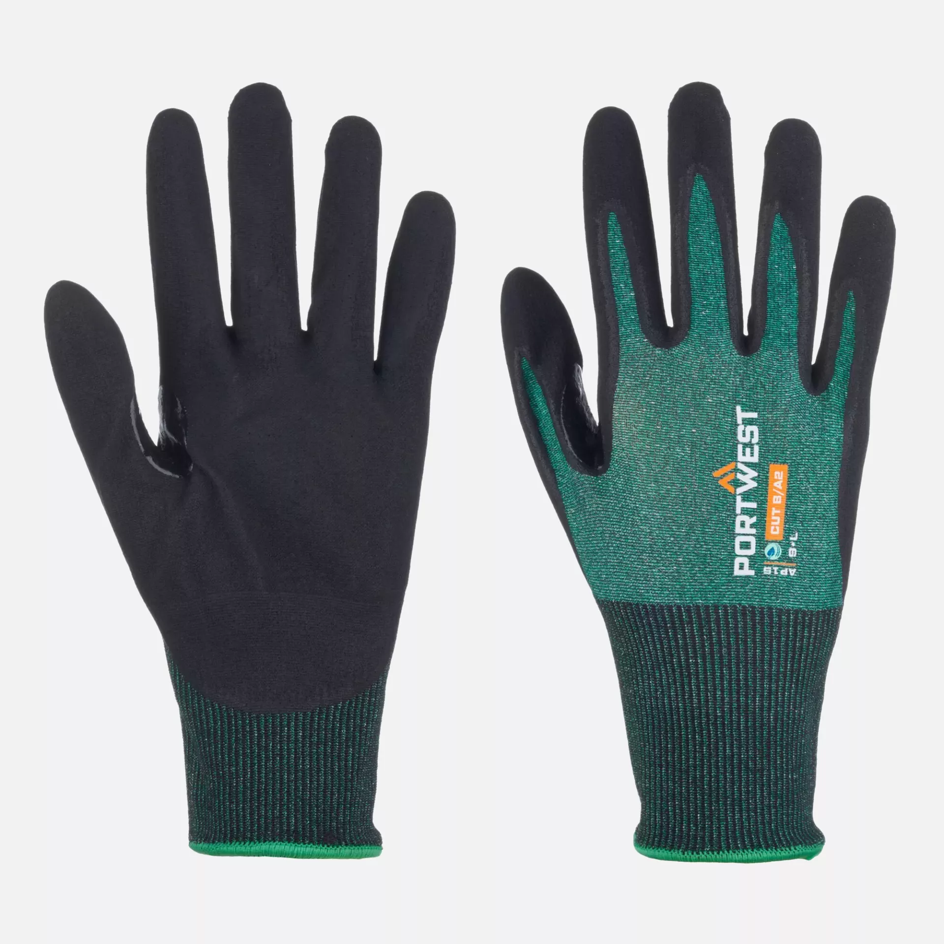 Portwest AP15E8R, SG Cut B18 Eco Nitrile Glove, Green/Black, image 3