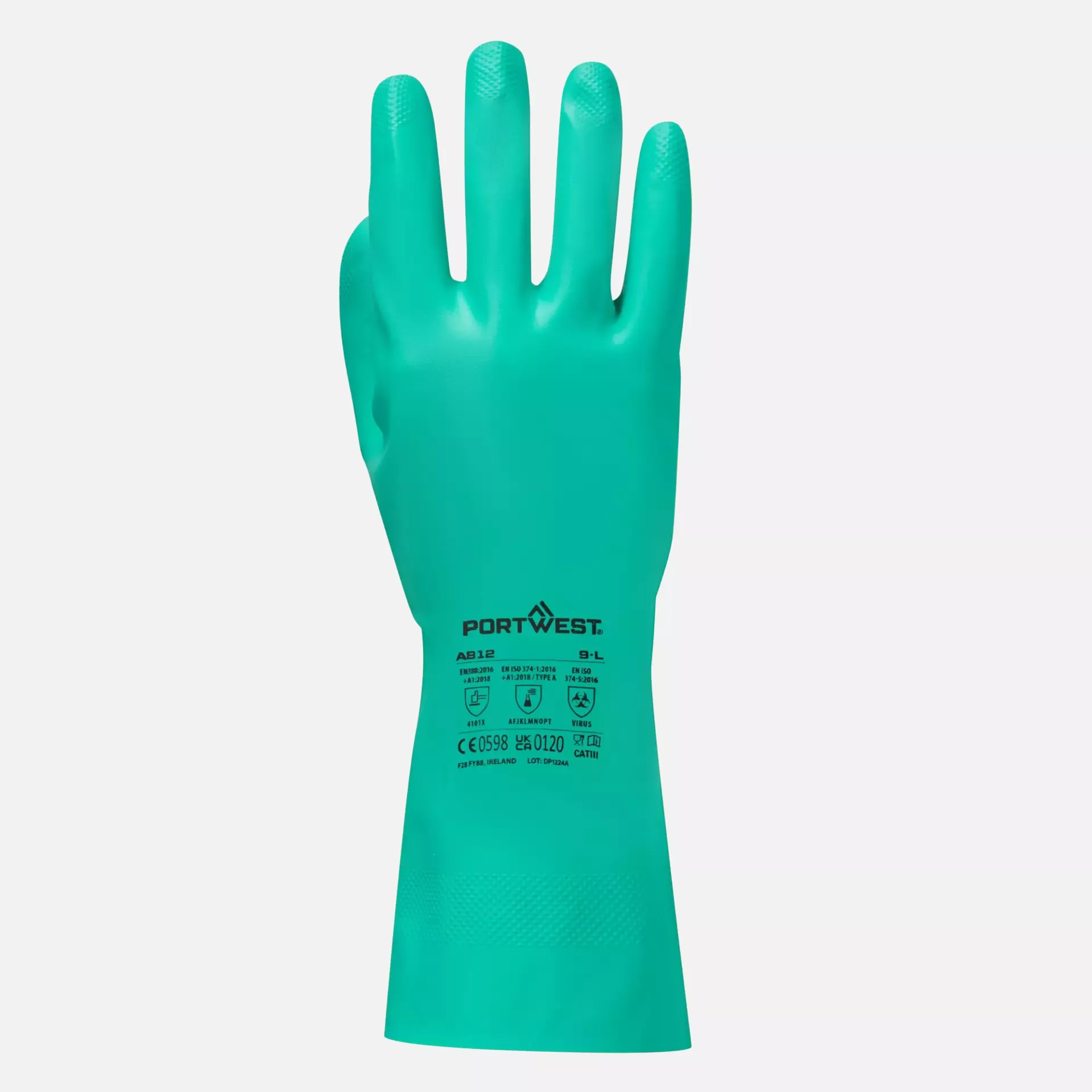 Portwest A812GNR, Nitrosafe Plus Chemical Gauntlet, Green, image 2