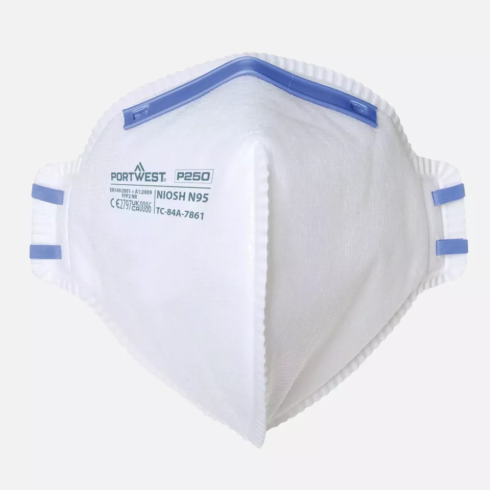 Portwest P250WHR, FFP2 Faltbare Atemschutzmaske, Weiß, image 1, gallery thumbnail