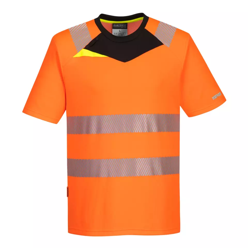 Portwest DX413OBR, DX4 Hi-Vis T-Shirt Kurzarm, Orange/Schwarz