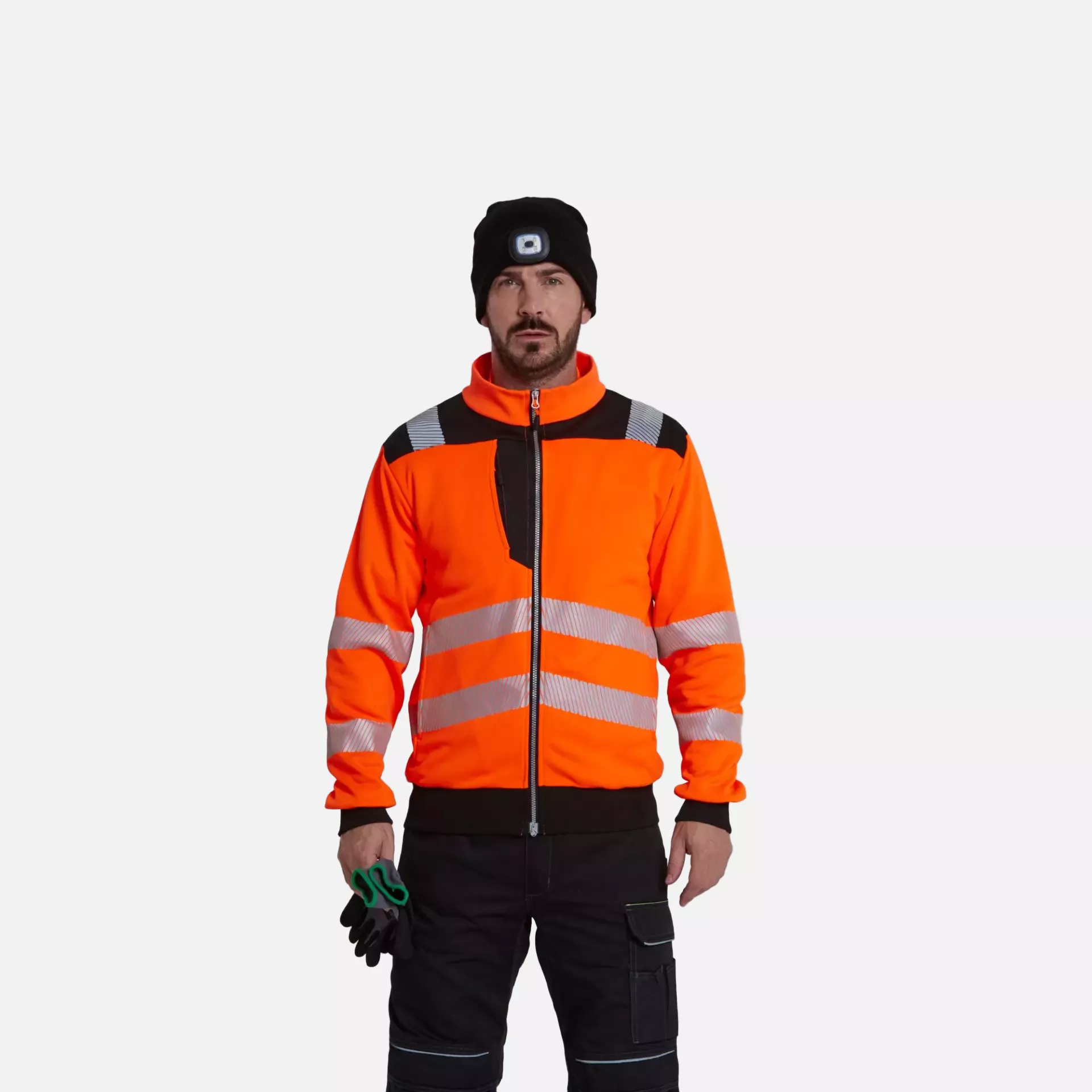 Portwest PW370OBR, PW3 Hi-Vis Zip Sweatshirt, Orange/Black, image 3