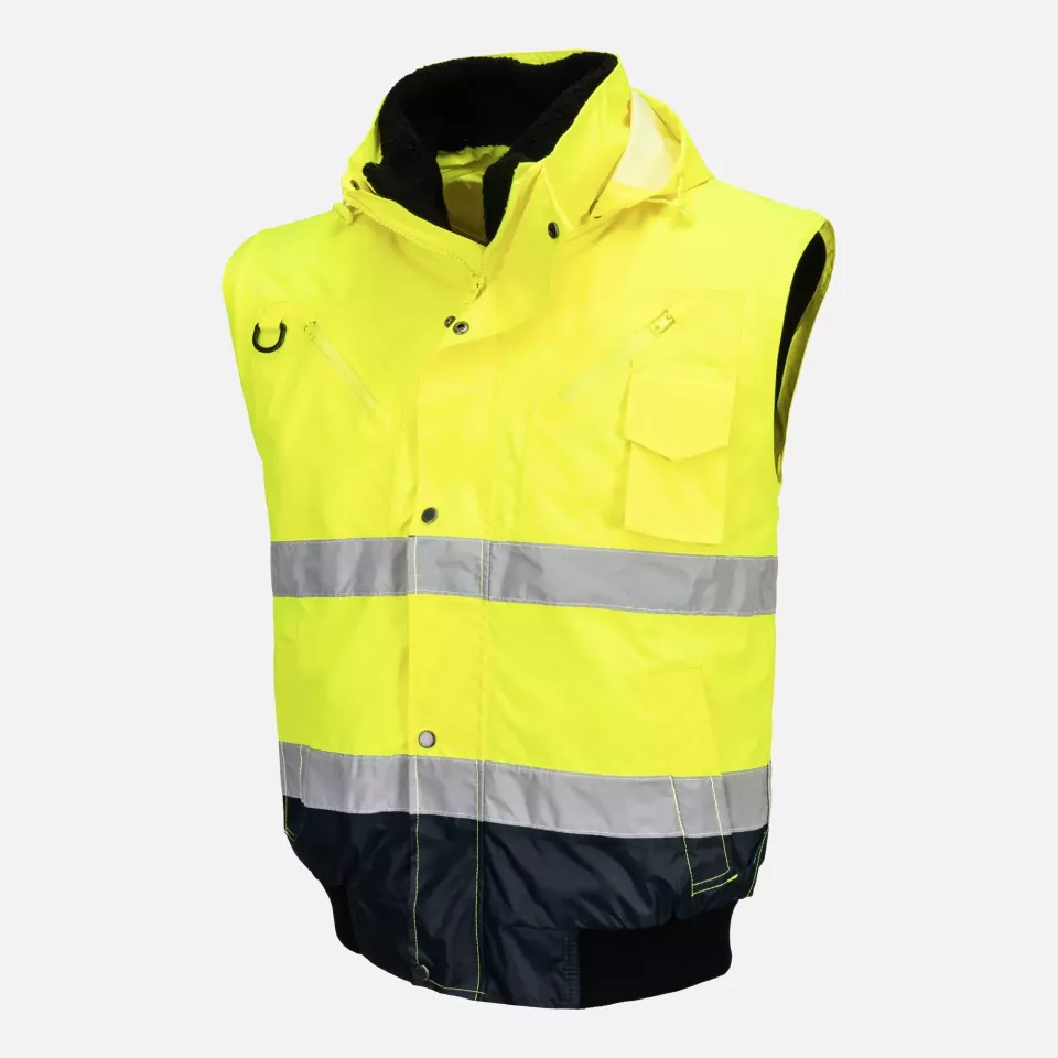 Portwest C465YNR, Hi-Vis 3-in-1 Contrast Bomber Jacket, Yellow/Navy, image 9, gallery thumbnail