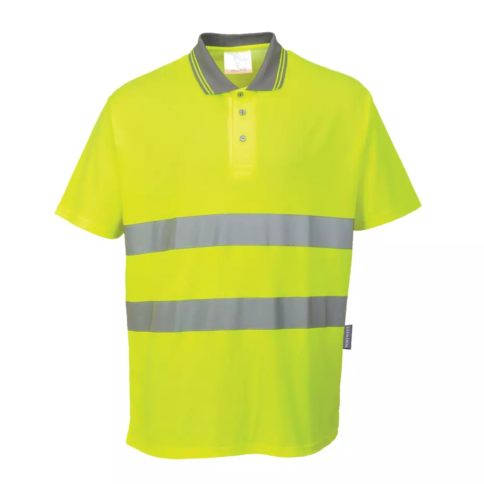 Portwest S171YER, Hi-Vis Cotton Comfort Polo Shirt S/S, Yellow, image 1, gallery thumbnail