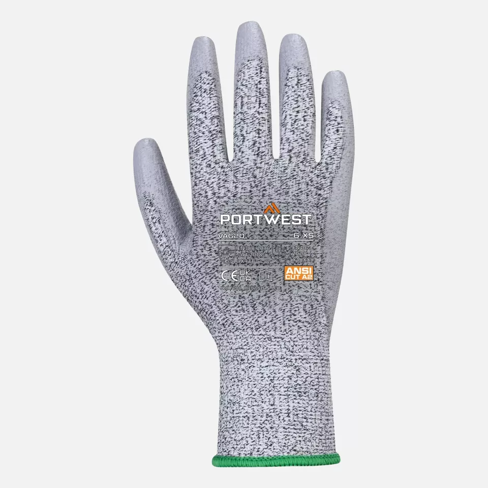 Portwest VA620G7R, Vending LR Cut PU Palm Glove, Grey, image 1, gallery thumbnail