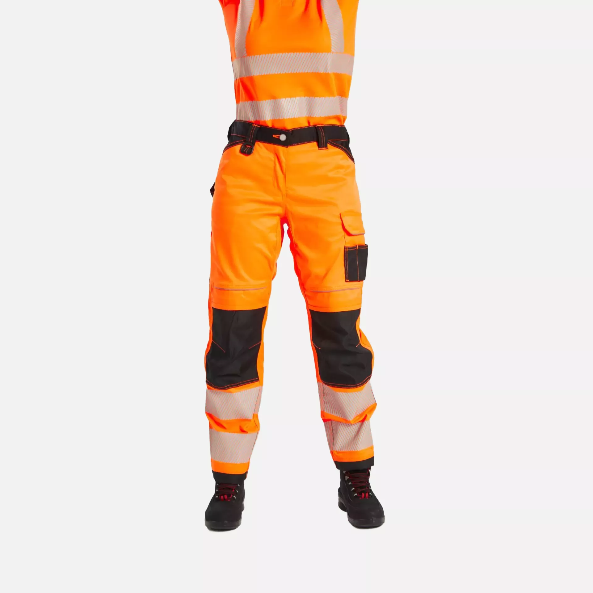 Portwest PW385OBR, PW3 Hi-Vis Women's Stretch Work Trousers, Orange/Black, image 4