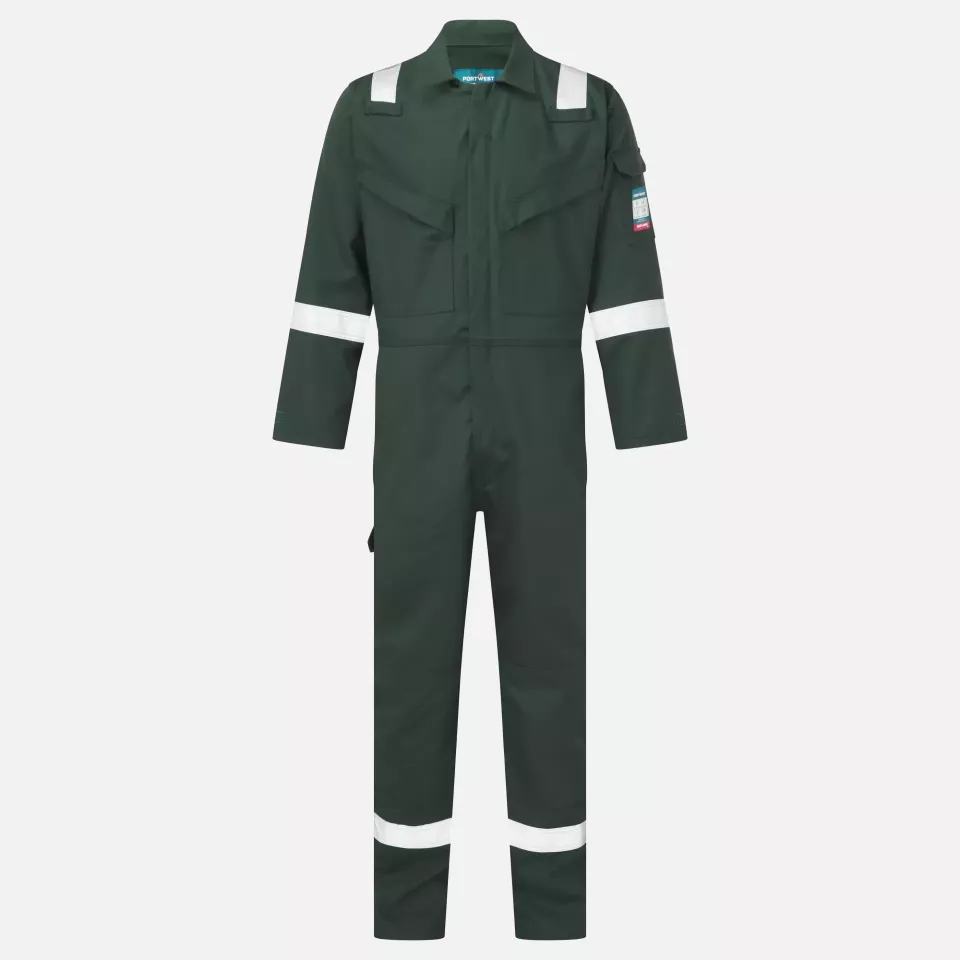 Portwest FR50GNR, Bizflame Work Anti-Static FR Coverall 350g, Green, image 1, gallery thumbnail