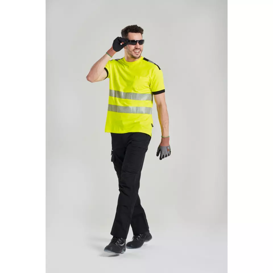 Portwest T181YBR, PW3 Hi-Vis Cotton Comfort T-Shirt S/S, Yellow/Black, image 6, gallery thumbnail