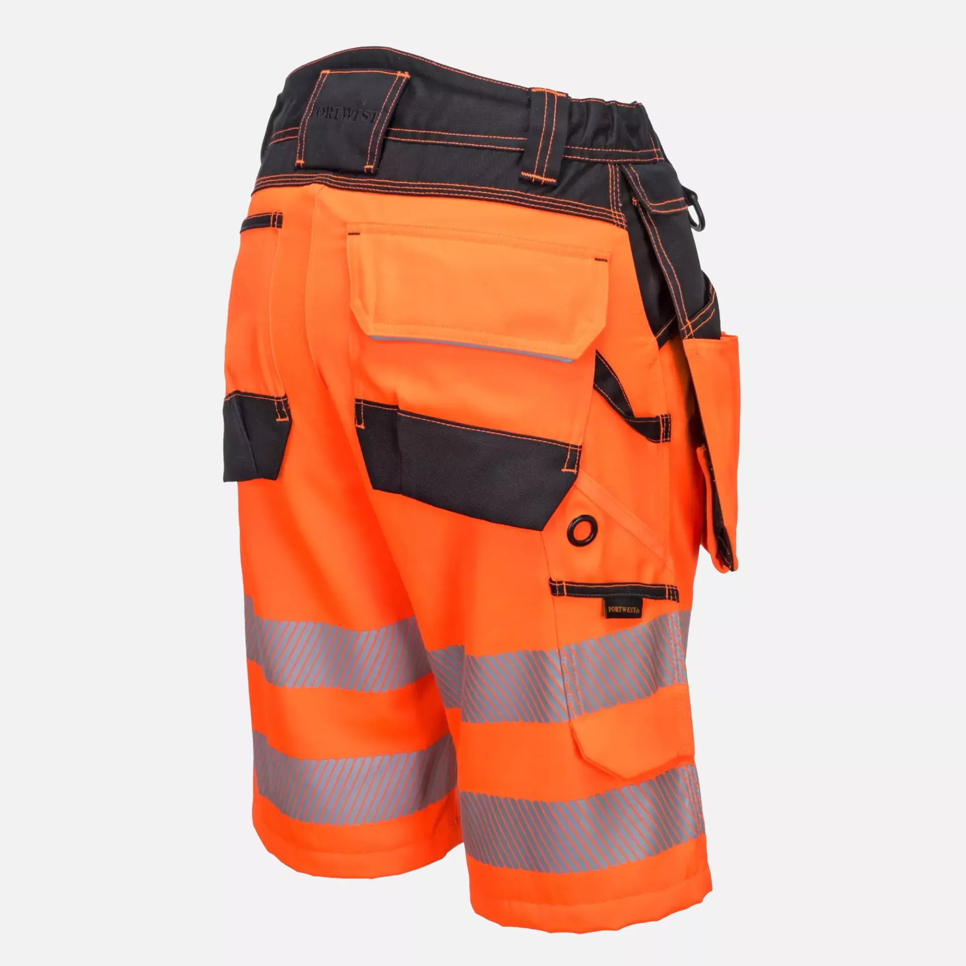 Portwest PW343OBR, PW3 Hi-Vis Holster Pocket Shorts, Orange/Black, image 4