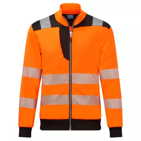 Portwest PW3 Hi-Vis Zip Sweatshirt, Orange/Black
