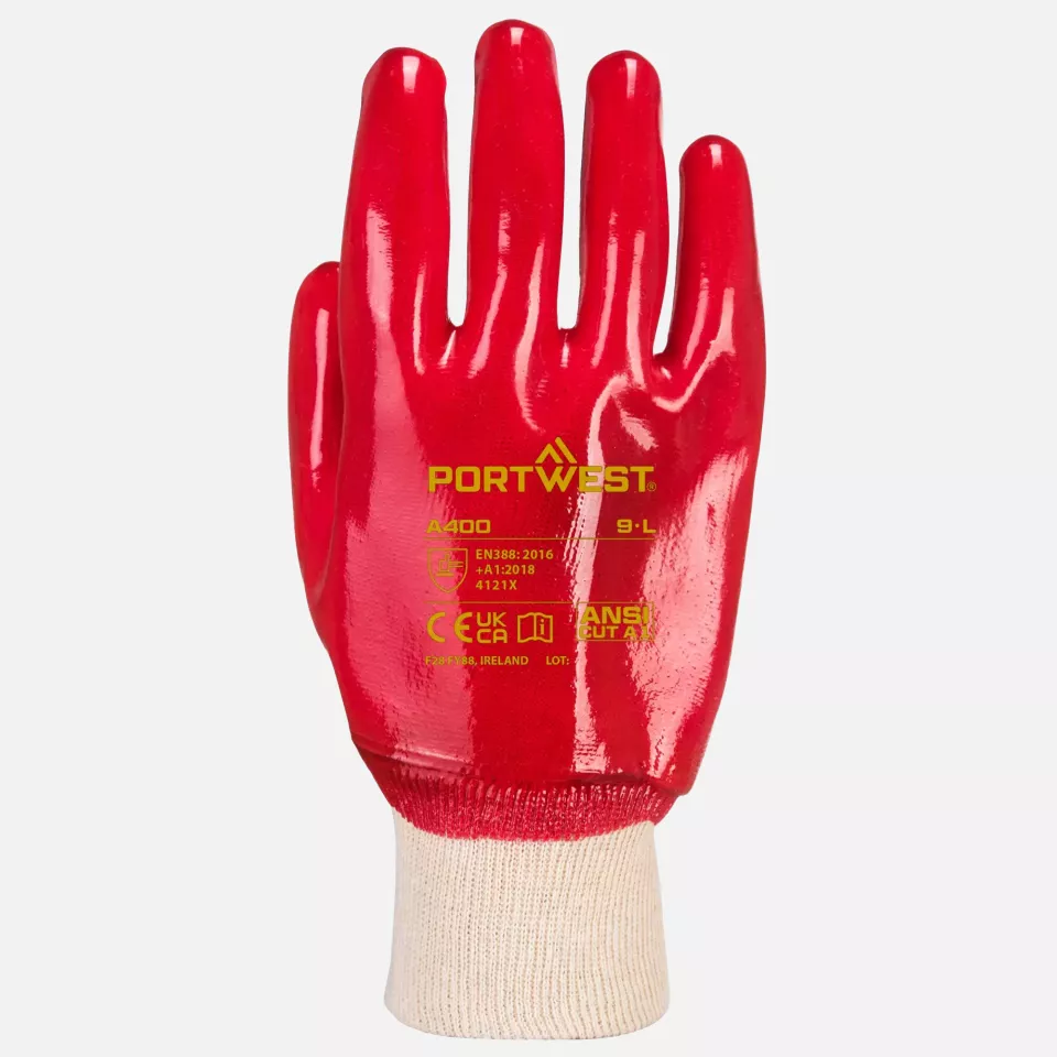 Portwest A400RER, PVC Knitwrist, Red, image 1, gallery thumbnail