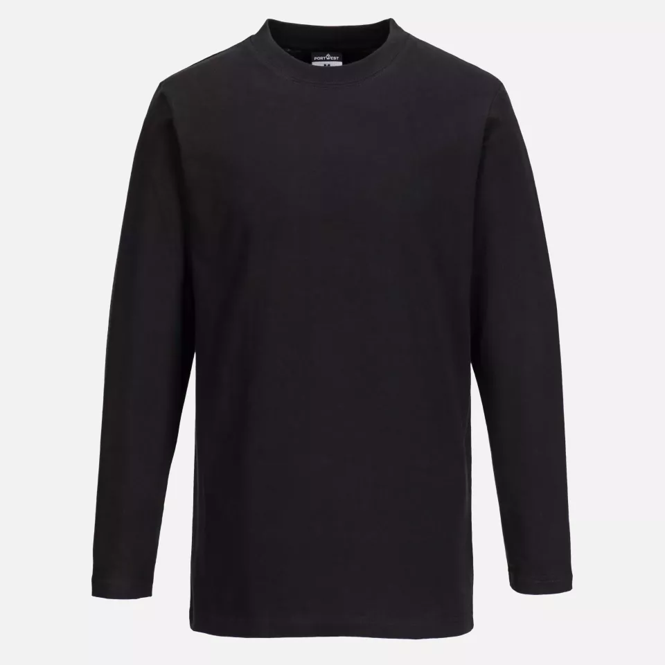 Portwest B196BKR, Long Sleeve T-Shirt, Black, image 1, gallery thumbnail
