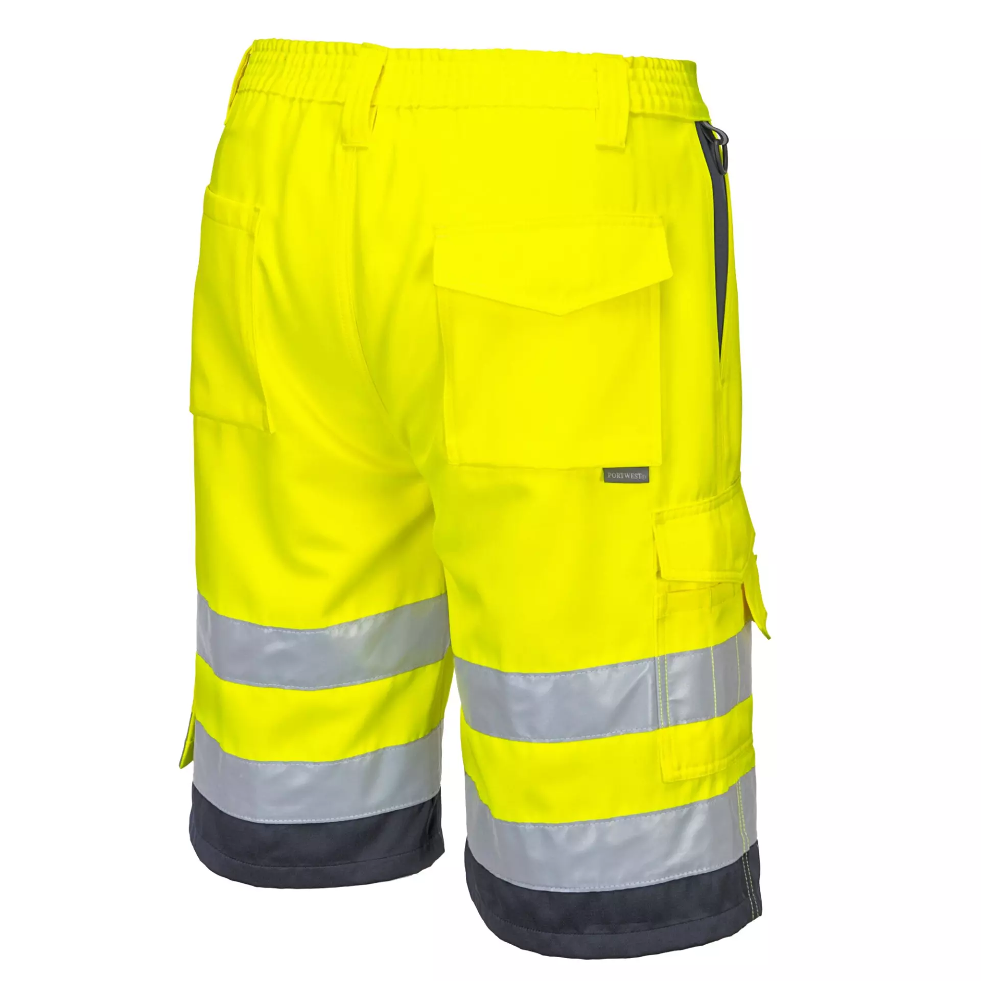 Portwest L043YNR, Hi-Vis Lightweight Polycotton Shorts, Yellow/Navy, image 3