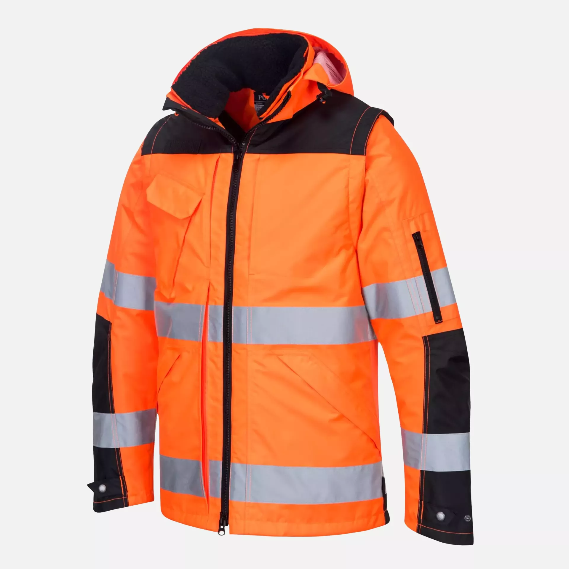 Portwest C469OBR, Hi-Vis 3-in-1 Contrast Winter Pro Jacket, Orange/Black, image 3
