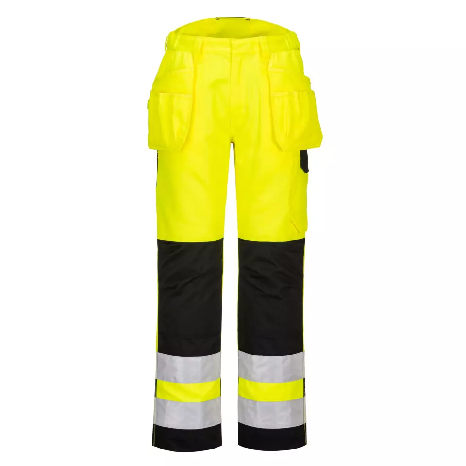 Portwest PW242YBR, PW2 Hi-Vis Holster Pocket Trousers, Yellow/Black, image 1, gallery thumbnail