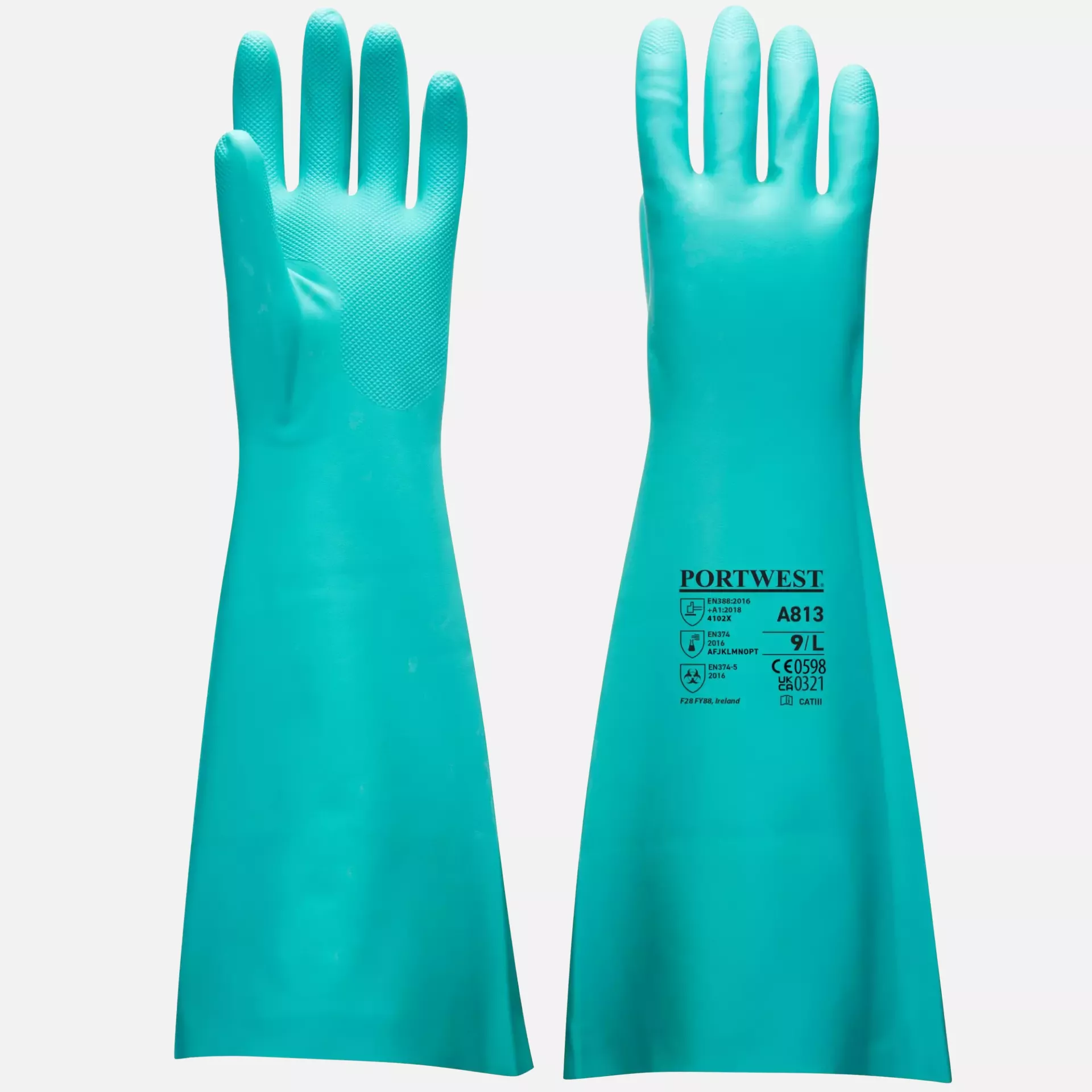 Portwest A813GNR, Extended Length Nitrile Gauntlet, Green, image 3