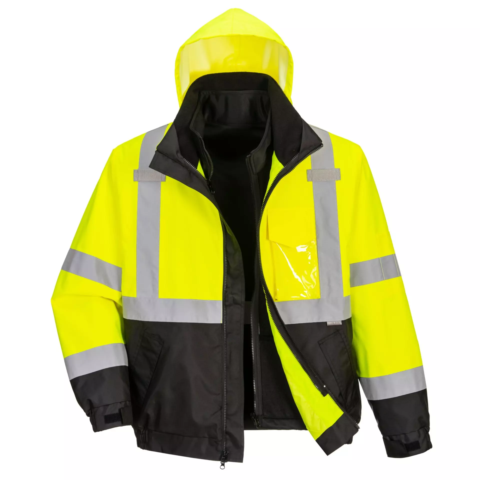 Portwest S365YBR, Hi-Vis 3-in-1 Contrast Premium Bomber Jacket, Yellow/Black, image 2