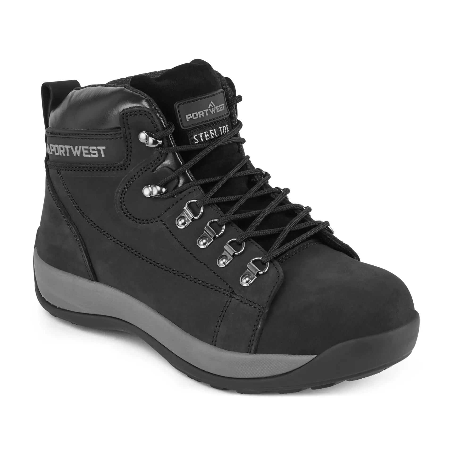 Portwest FW31BKR, Steelite Mid Cut Nubuck Boot SB HRO, Black, image 2