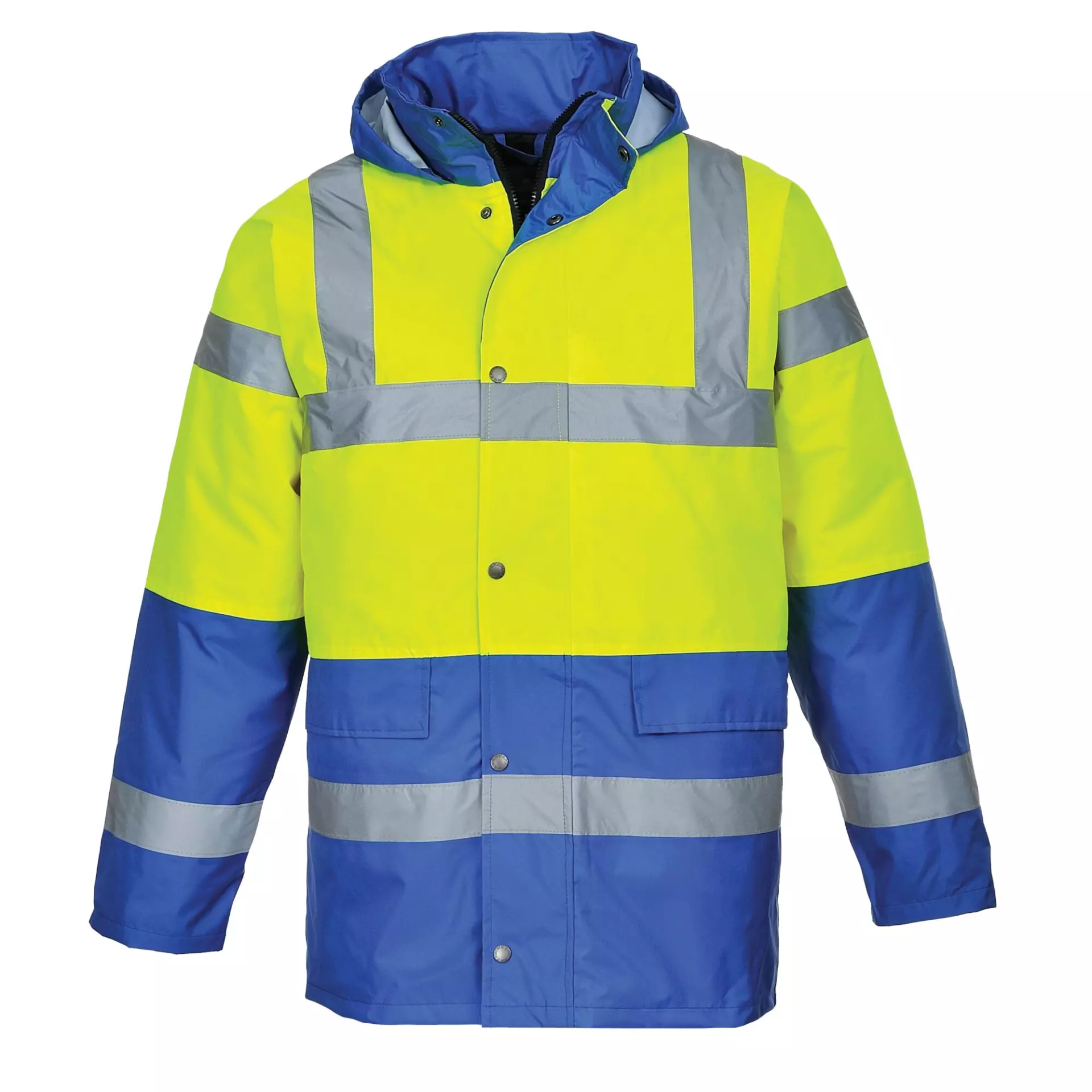Portwest S466YRB, Hi-Vis Contrast Winter Traffic Jacket, Yellow/Royal, image 2