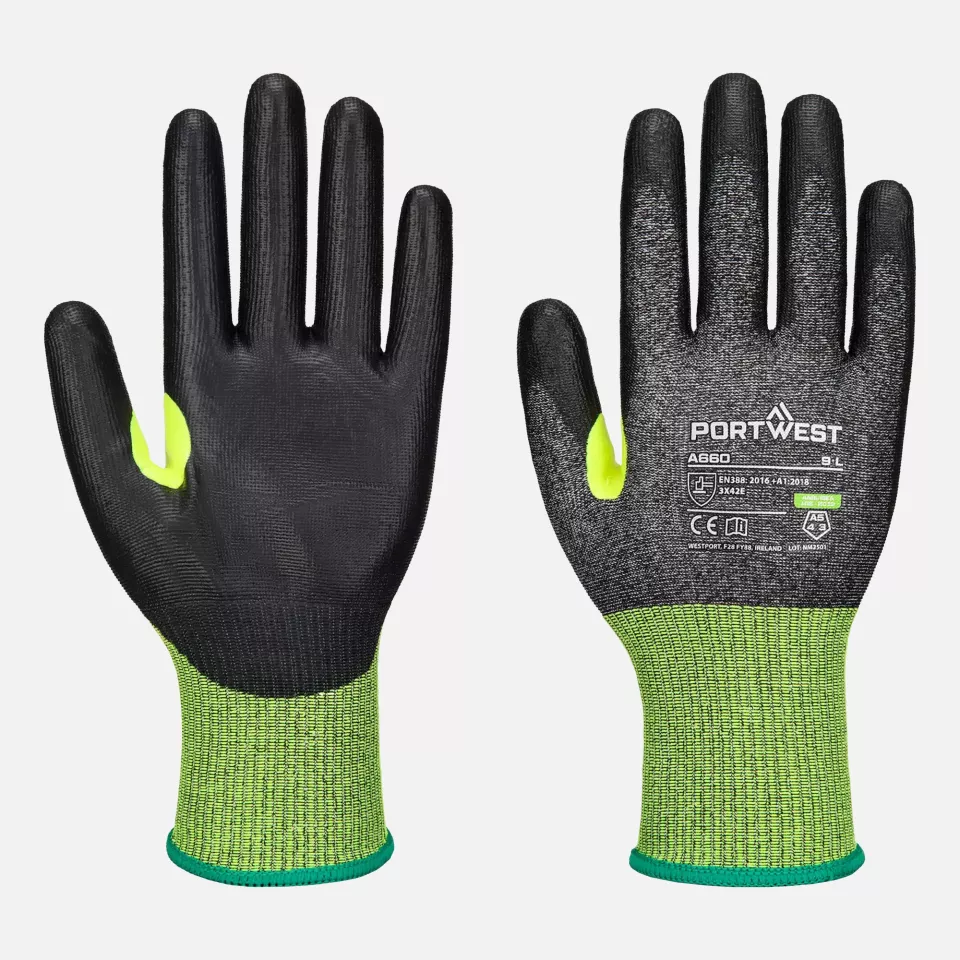 Portwest A660K8R, CS Cut E18 PU Glove, Black, image 1, gallery thumbnail