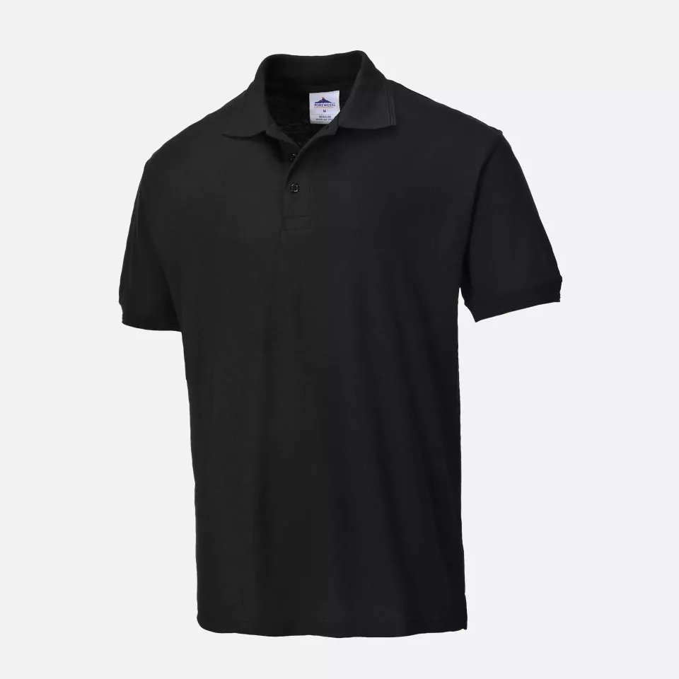 Portwest B210BKR, Naples Polo Shirt S/S, Black, image 3, gallery thumbnail