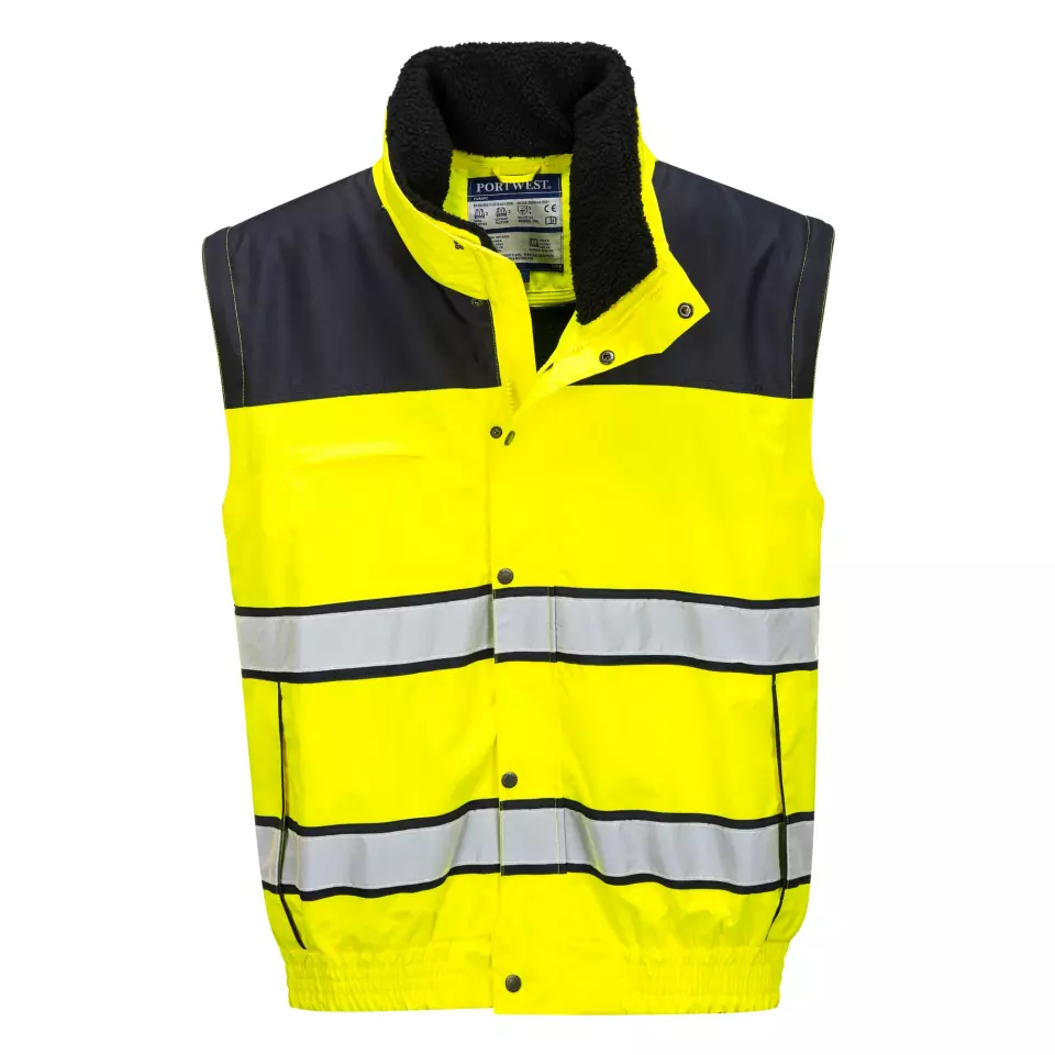Portwest C466YBR, Hi-Vis 3-in-1 Contrast Winter Bomber Jacket, Yellow/Black, image 7, gallery thumbnail