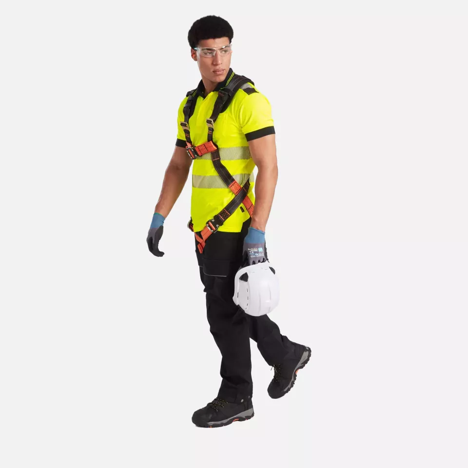 Portwest T180YBR, PW3 Hi-Vis Cotton Comfort Polo Shirt S/S, Yellow/Black, image 4, gallery thumbnail