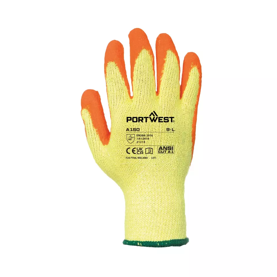 Portwest A150ORR, Classic Grip Glove - Latex, Orange, image 1, gallery thumbnail