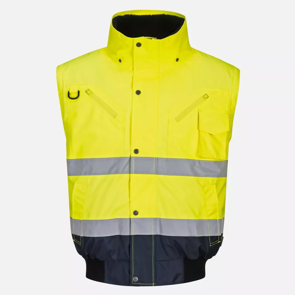 Portwest C465YNR, Hi-Vis 3-in-1 Contrast Bomber Jacket, Yellow/Navy, image 7, gallery thumbnail