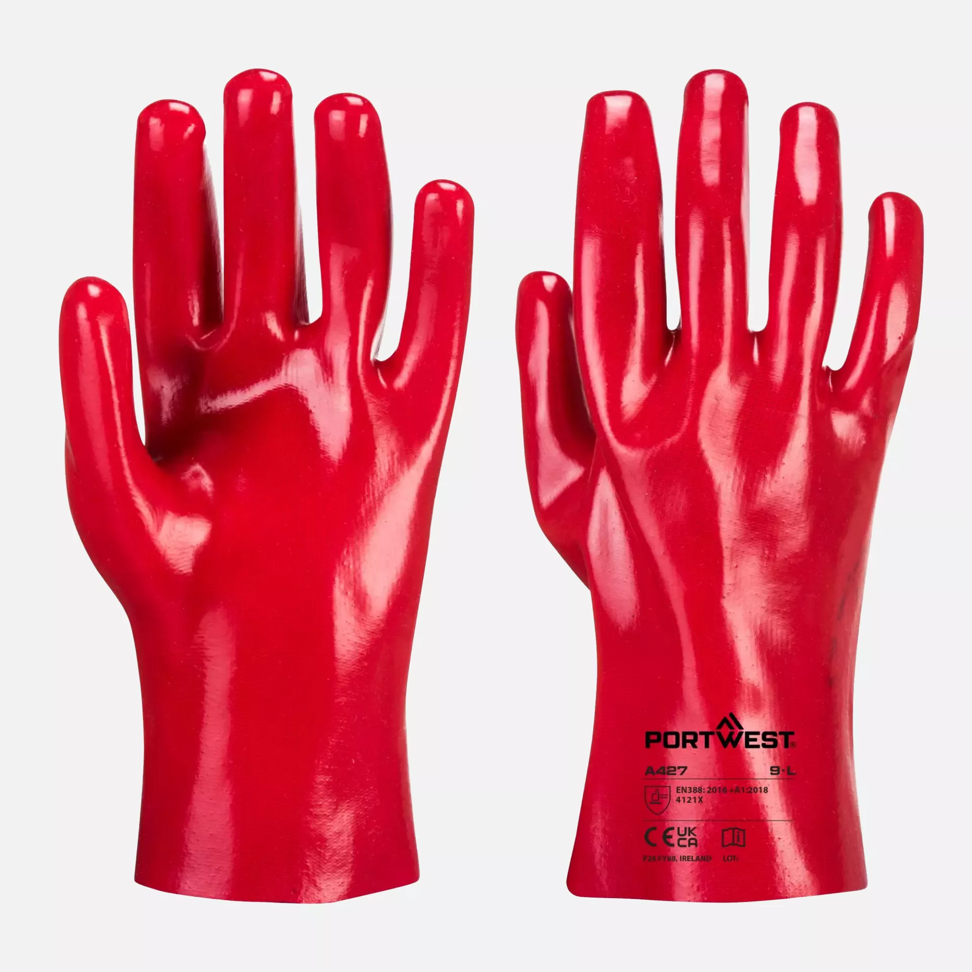 Portwest A427RER, Grip 12 PVC Gauntlet 27cm, Size XL, Red, image 3