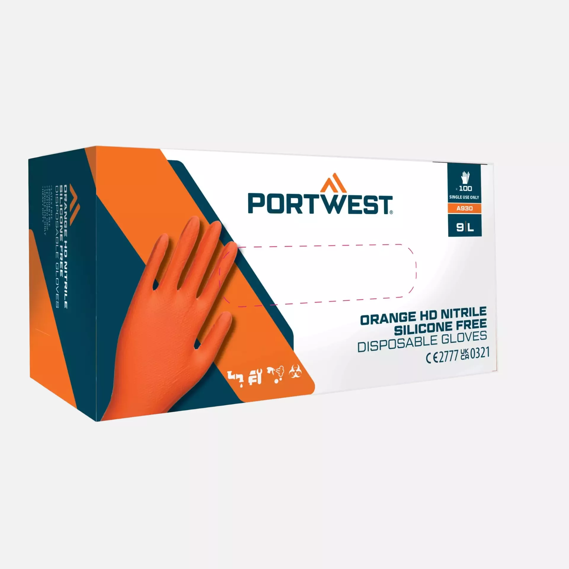 Portwest A930ORR, Orange HD Disposable Glove, Orange, image 2