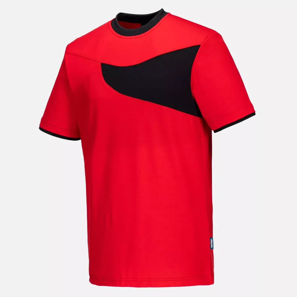 Portwest PW211RBK, PW2 Cotton Comfort T-Shirt S/S, Red/Black, image 3, gallery thumbnail