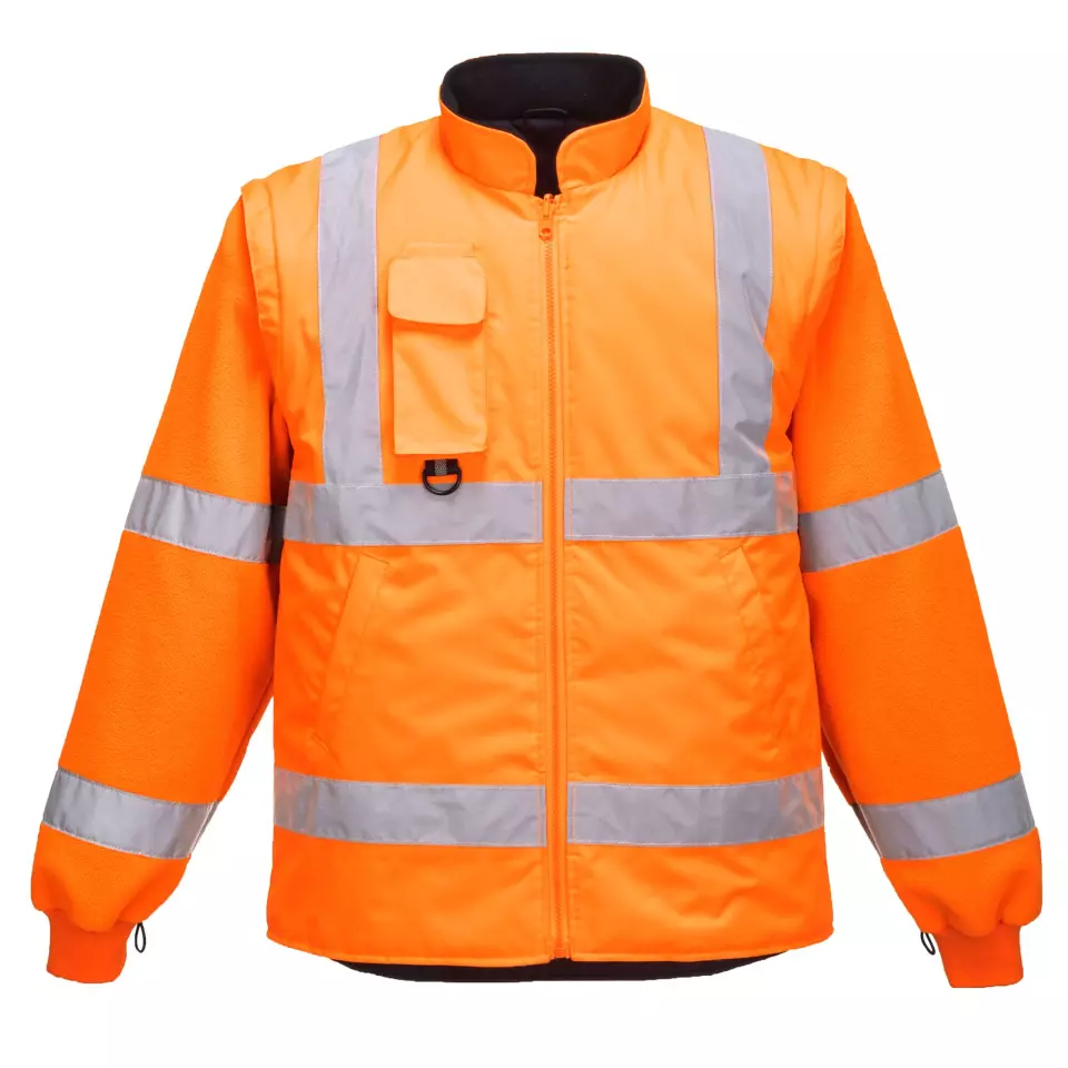 Portwest RT27ORR, Hi-Vis Breathable 7-in-1 Traffic Jacket, Orange, image 5, gallery thumbnail