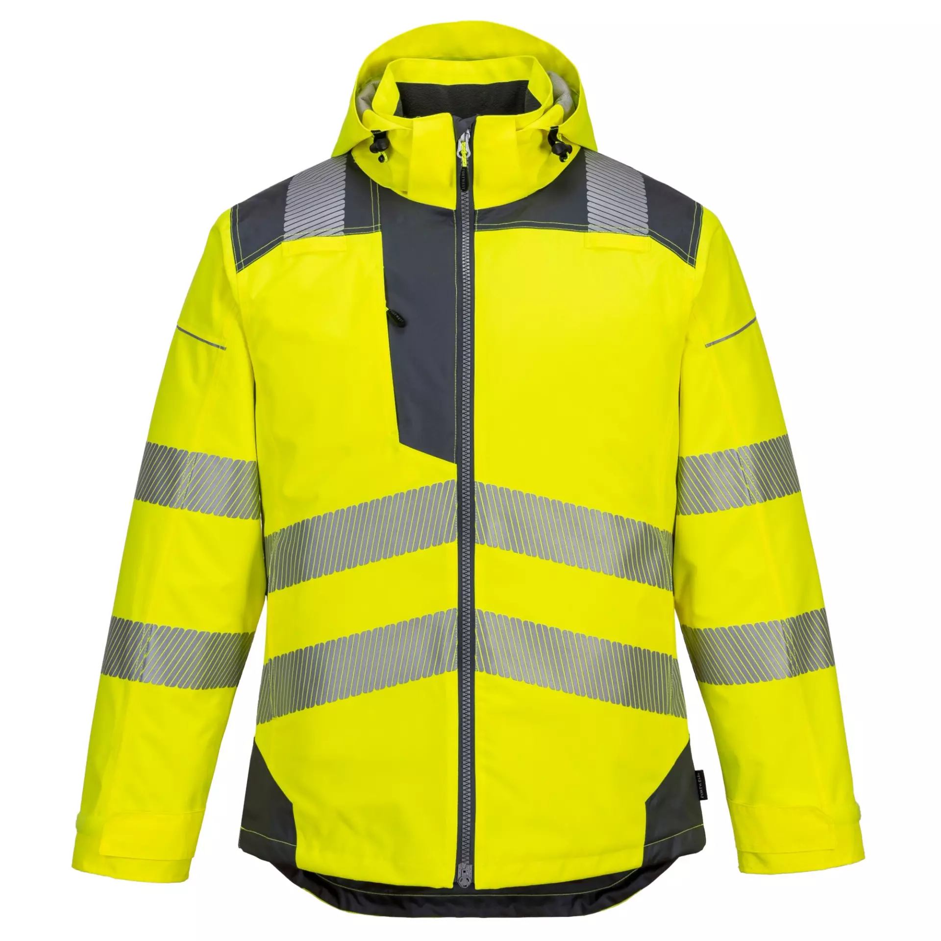Portwest T400YGY, PW3 Hi-Vis Winter Jacket, Yellow/Grey, image 1
