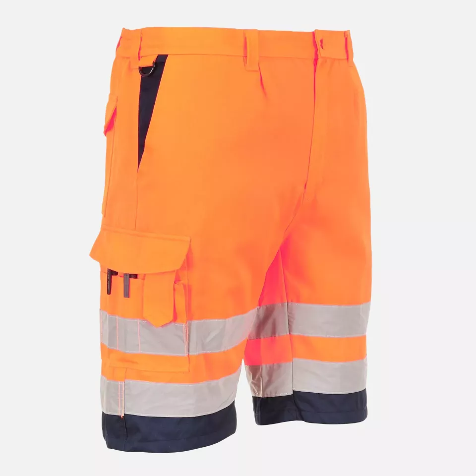 Portwest L043ONR, Hi-Vis Lightweight Polycotton Shorts, Orange/Navy, image 1, gallery thumbnail