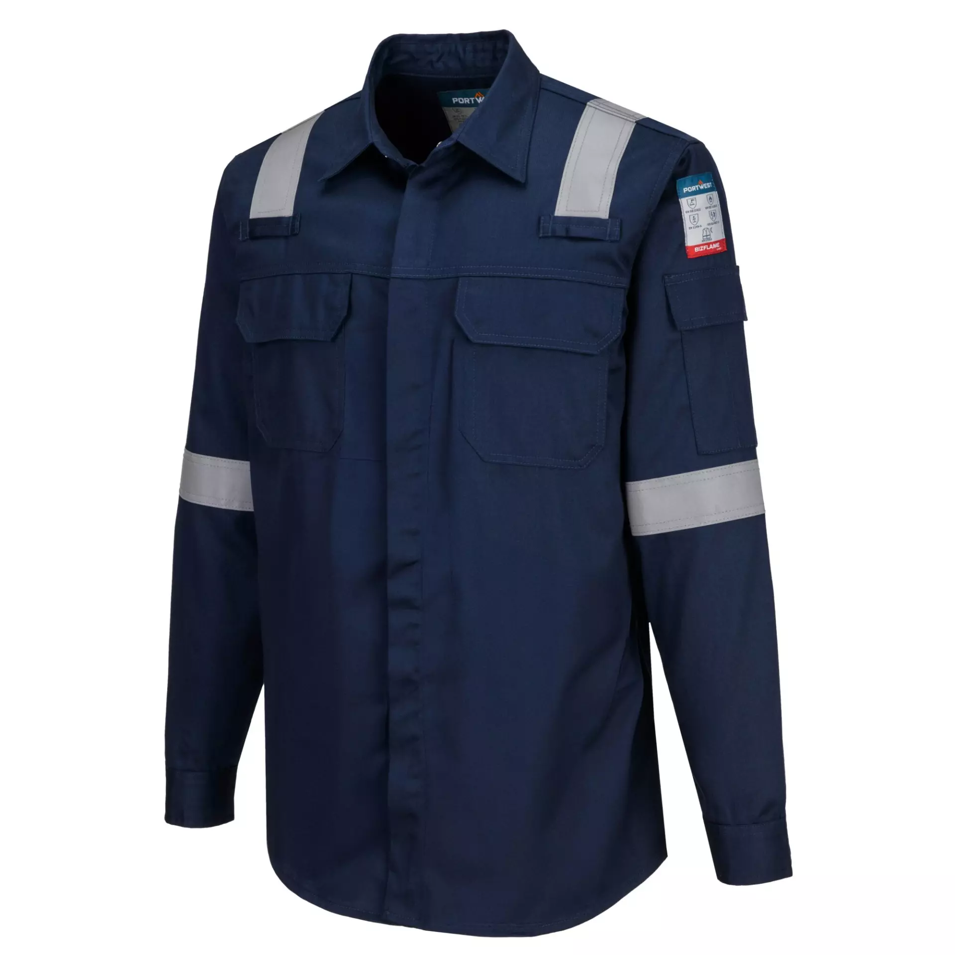 Portwest FR720NAR, Bizflame Work Lightweight Anti-Static FR Shirt, Navy, image 3