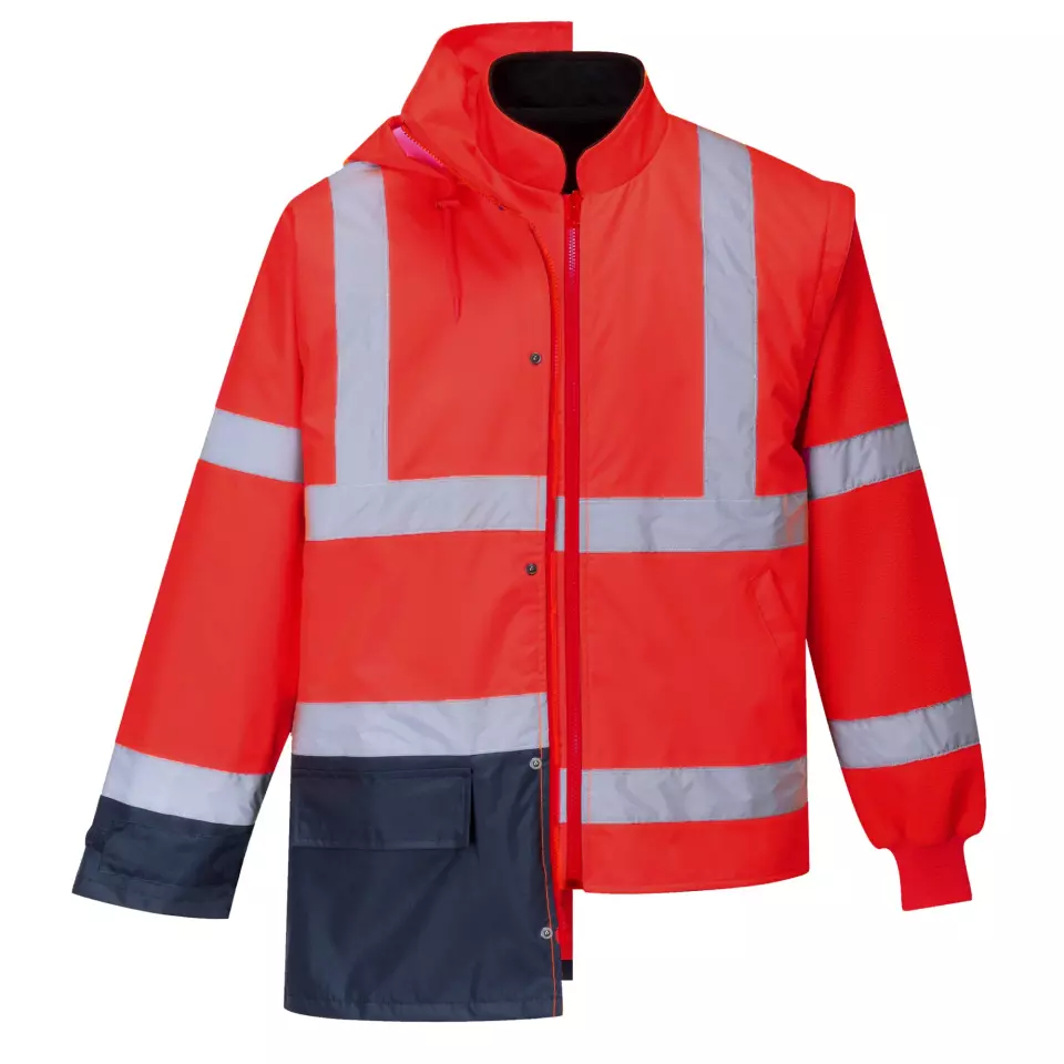Portwest S768RNR, Hi-Vis 5-in-1 Contrast Executive Jacket, Red/Navy, image 2, gallery thumbnail