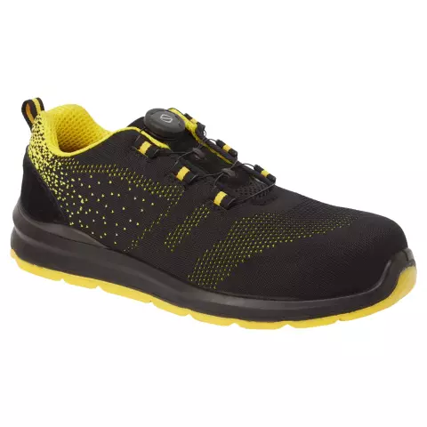 Portwest Composite Wire Lace Safety Trainer Knit S1P, Black/Yellow
