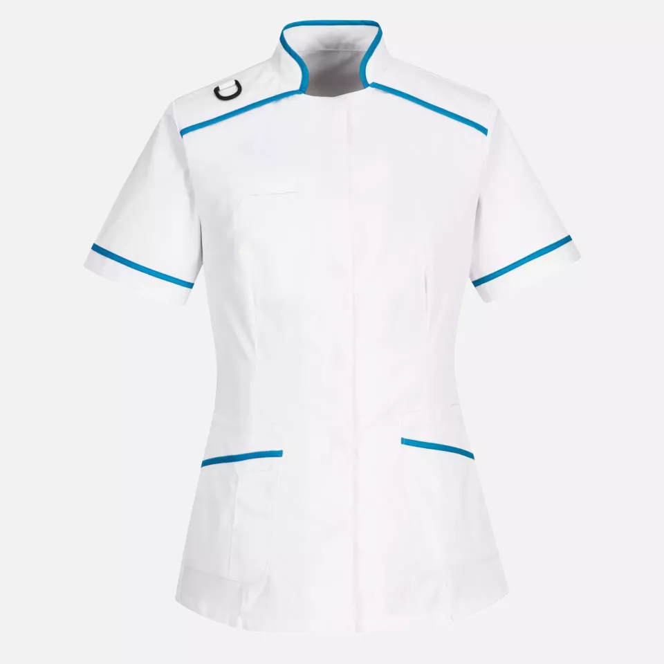 Portwest LW21WAR, Medical Tunic, White/Aqua, image 1, gallery thumbnail