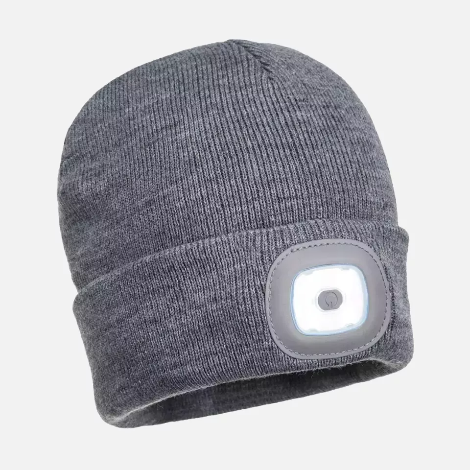 Portwest B028BKR, Rechargeable Twin LED Beanie, Black, image 2, gallery thumbnail