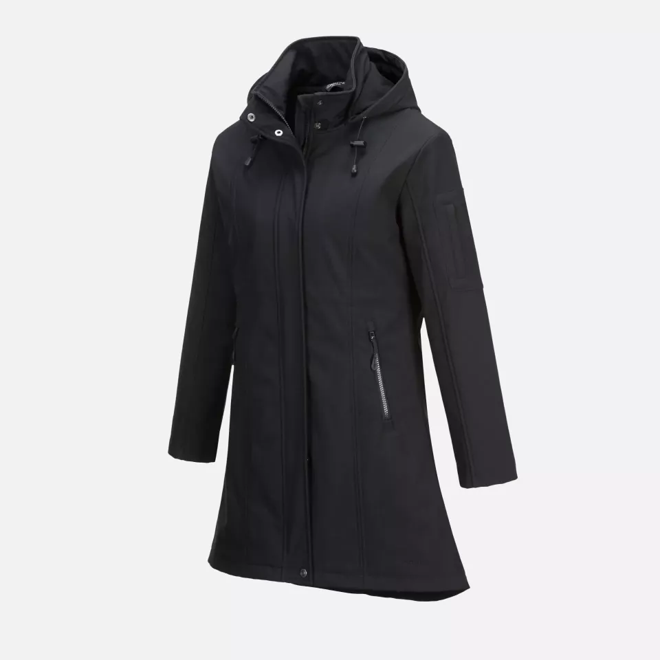 Portwest TK42BKR, Carla Women's Hooded Softshell Jacket (3L), Black, image 3, gallery thumbnail